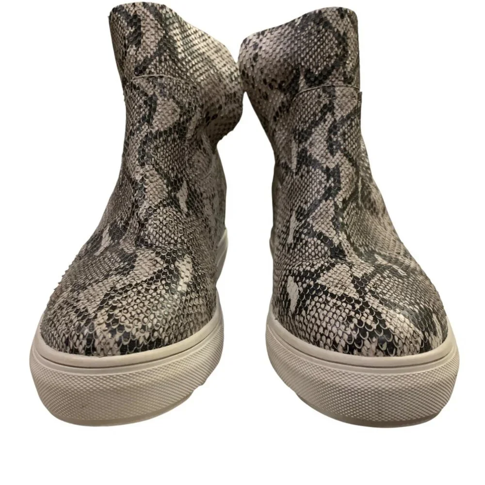 J/Slides New York Hightop Tennis Shoes Leather Snake Skin Platform Sz 10 Streetw